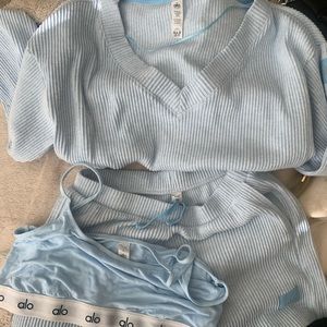 Baby blue rayon soft Alo set